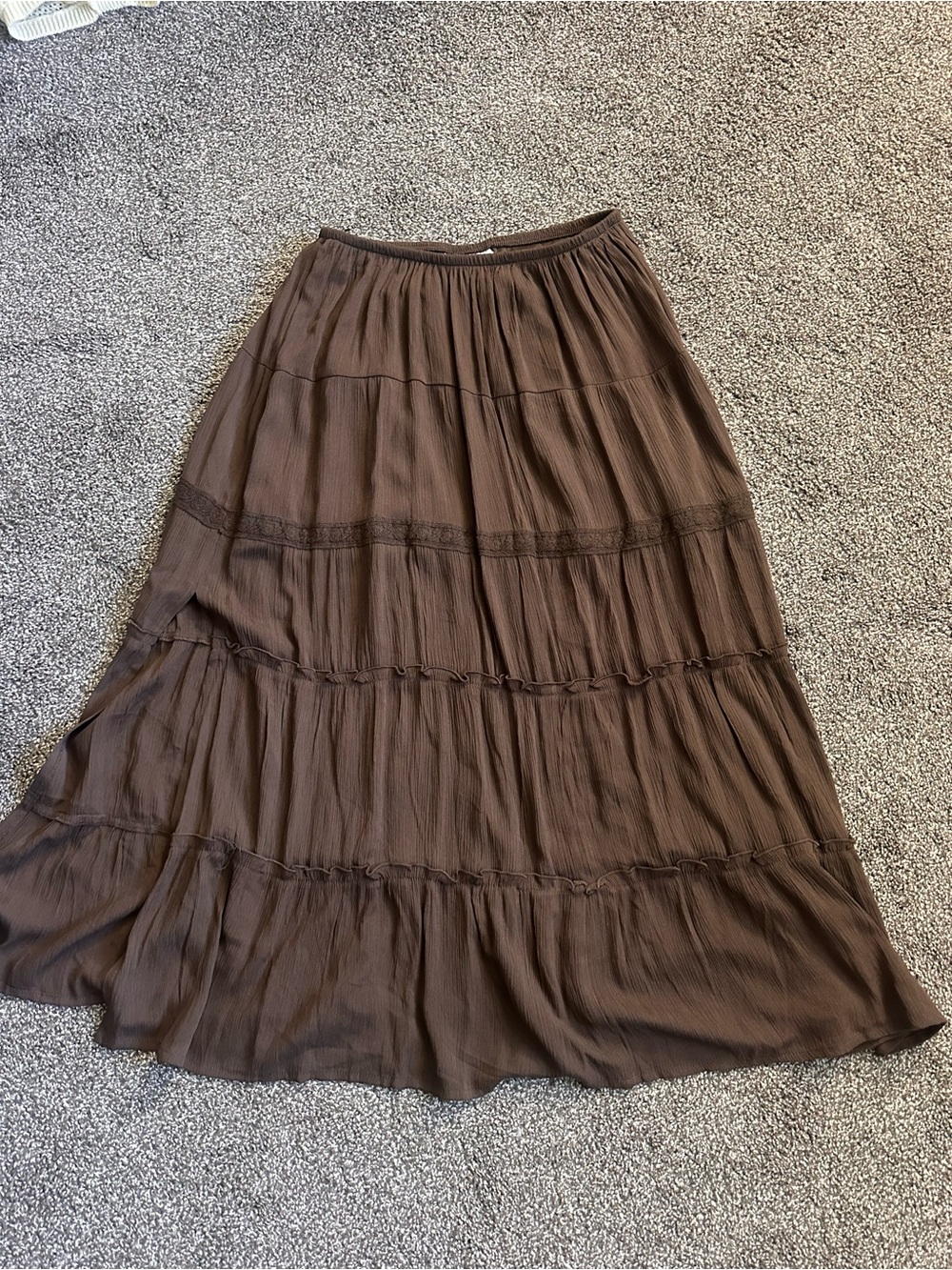 No Boundaries Brown Tiered Maxi Skirt